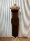 SC One Shoulder Solid Color Maxi Dress GMYU-9253
