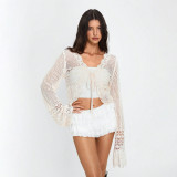 SC Long Sleeve Knits Hollow Out Cardigan Coat GMJF-50173