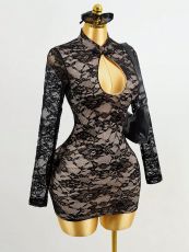 SC Lace Hollow Out Mini Dress GHYX-5108