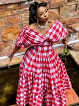 SC Casual Plaid Print Big Swing Maxi Dress GMYU-11214