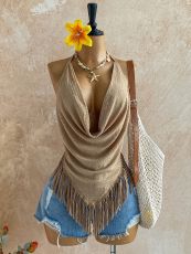 SC Halterneck Sleeveless Backless Tassel Top GHYX-7015