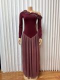 SC Retro Pleated Long-Sleeve Evening Dress GADE-11127