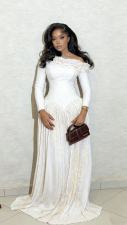 SC Retro Pleated Long-Sleeve Evening Dress GADE-11127