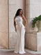SC Slash Shoulder Backless Pleated Maxi Dress SFY-834