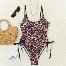 SC Leopard Print Tie Up One Piece Swimsuit GCAY-Y92