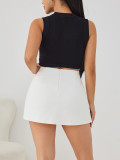 SC Solid Color Double-slit Zipper Culottes ANDF-7762