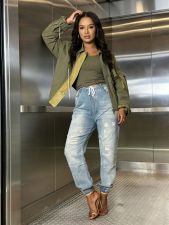 SC Plus Size Fashion Drawstring Jeans GYLN-2047