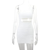 SC Water Ripple Off Shoulder Sexy Mini Dress YMYF-9264