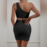 SC Water Ripple Off Shoulder Sexy Mini Dress YMYF-9264