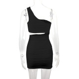 SC Water Ripple Off Shoulder Sexy Mini Dress YMYF-9264