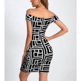 SC One Shoulder Print Mini Dress YMYF-9319