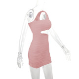 SC Water Ripple Off Shoulder Sexy Mini Dress YMYF-9264