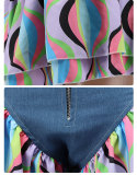 SC Colorful Print Patchwork Sling Romper XHXF-8595