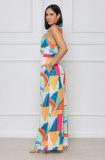 SC Print Halterneck Tie Up Jumpsuit XHXF-8640