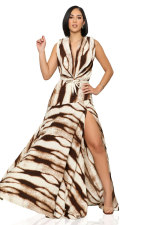 SC Print Tie Up Sleeveless Split Maxi Dress XHXF-432