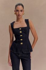 SC Sleeveless Tops Hight Waist Pants Denim 2 Piece Set GYAN-30857