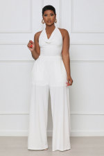 SC Solid Color Halterneck Backless Jumpsuit XHXF-8649