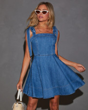 SC Fashion Sling Tie Up Denim Mini Dress GYAN-9026