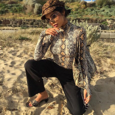SC Long Sleeve Snake Print Bodysuit GZJF-1243