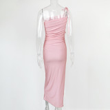 SC Sexy Sling Ruched Split Maxi Dress GZJF-1193