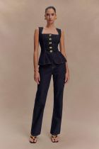 SC Sleeveless Tops Hight Waist Pants Denim 2 Piece Set GYAN-30857