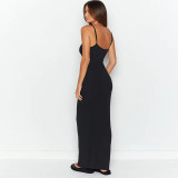 SC Solid Color Sling Slim Maxi Dress GZJF-10106