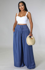 SC Solid Color Loose Casual Ice-Silk Pants XHXF-8636