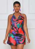 SC Halterneck Print Backless Mini Dress XHXF-309