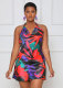 SC Halterneck Print Backless Mini Dress XHXF-309