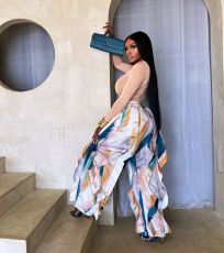 SC Fashion Print Patchwork Loose Pant GXHF-2011