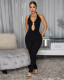 SC Solid Color Hollow Out Backless Jumpsuit FENF-6056