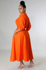 SC Solid Color Long Sleeve Maxi Dress XHXF-932