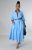 SC Solid Color Long Sleeve Maxi Dress XHXF-932