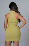 SC Solid Color Lapel Neck Mini Dress XHXF-296
