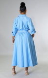 SC Solid Color Long Sleeve Maxi Dress XHXF-932