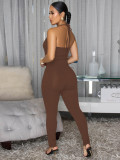 SC Solid Color Hollow Out Backless Jumpsuit FENF-6056