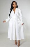SC Solid Color Long Sleeve Maxi Dress XHXF-932