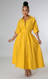 SC Solid Color Long Sleeve Maxi Dress XHXF-932