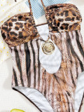 SC Leopard Print Hollow Out One Piece Swimsuit CSYZ-G639KY