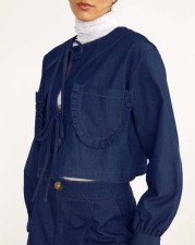 SC Long Sleeve Tie Up Loose Denim Coats GYAN-703