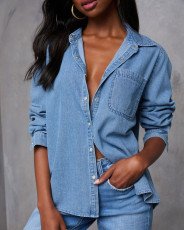 SC Loose Long Sleeve Denim Shirt GYAN-16896