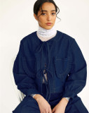 SC Long Sleeve Tie Up Loose Denim Coats GYAN-703