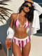 SC Stripe Print Halterneck Bikinis Swimsuit 2 Piece Set CSYZ-G695RX