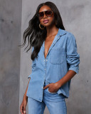 SC Loose Long Sleeve Denim Shirt GYAN-16896
