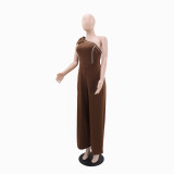 SC Single Shoulder Solid Color Bow-tie Jumpsuit GYLY-10729