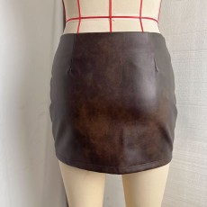 SC Retro PU Leather Mini Skirt GPBY-8139