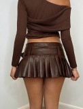 SC Sexy Pleated Patchwork Mini Skirt GPBY-8143