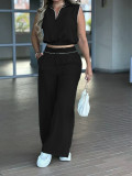 SC Sleeveless Lapel Top Pants 2 Piece Set MIL-L321