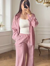 SC Strripe Long Sleeve Shirt Two Piece Pants Set MIL-L262