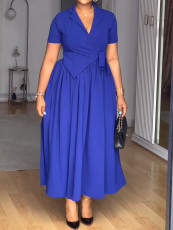 SC Solid Color Short Sleeve Maxi Dress GYLY-10991